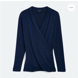 Elegant Navy Blue Wrap Top